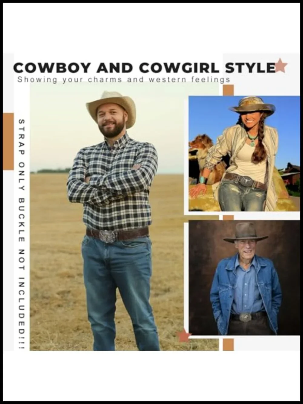 Western Leather Belt Strap for Men Women Cowboy Cowgirl Gifts